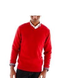 St. John's Bay Midweight V Neck Sweater Red
