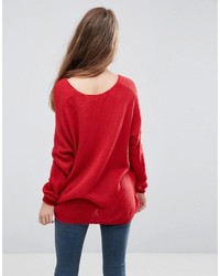 Asos Sweater In Sheer Knit With V Neck