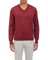 Brunello Cucinelli V Neck Sweater Red