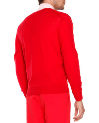 Tomas Maier Wool V Neck Sweater Red