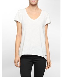 Calvin Klein Solid V Neck Cotton Slub T Shirt