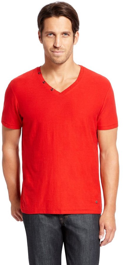 orange v neck t shirt