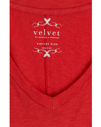 Velvet V Neck Cotton T Shirt
