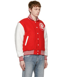 Billionaire Boys Club Red White Astro Varsity Jacket