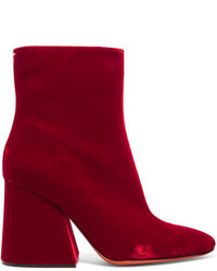 Maison Margiela Velvet Ankle Boots Red