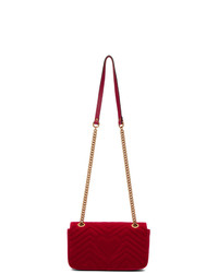 Gucci Red Velvet Small Gg Marmont 20 Bag
