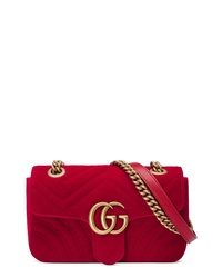 Gucci Small Gg Marmont 20 Matelasse Velvet Shoulder Bag