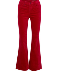 Red Velvet Flare Pants