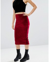 Asos Pencil Skirt In Velvet