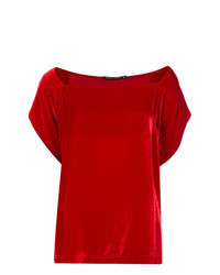 Red Velvet Short Sleeve Blouse