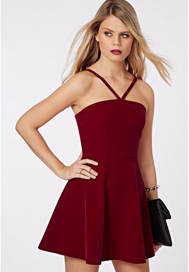 missguided red velvet dress