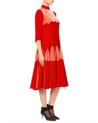 Meadham Kirchhoff Red Pink Velvet Tura Dress