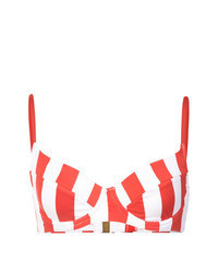 Red Vertical Striped Bikini Top