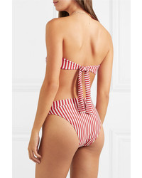 Peony Striped Jacquard Knit Bandeau Bikini Top