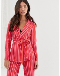 Missguided Blazer Co Ord With In Pink Stripe