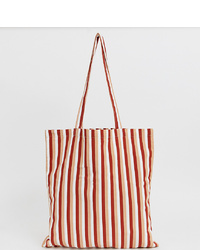 Monki Stripe Tote Bag In Brown Stripe