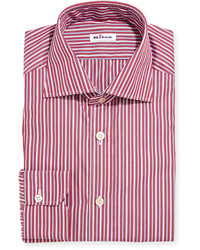 Kiton Multi Stripe Cotton Dress Shirt Red