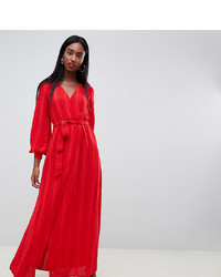 Missguided Tall Plisse Maxi Dress In Red