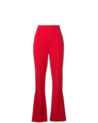 Red Vertical Striped Flare Pants