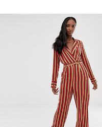 Collusion Tall Stripe Wrap Jumpsuit