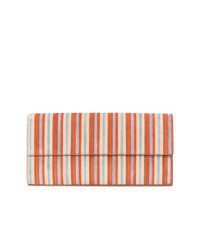 Red Vertical Striped Leather Clutch