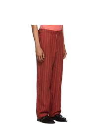 Nicholas Daley Red And Yellow Linen 70s Trousers