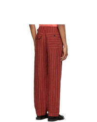 Nicholas Daley Red And Yellow Linen 70s Trousers