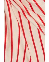 Rosie Assoulin Top Knot Striped Linen And Cotton Blend Pants Red