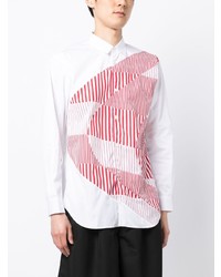 Comme Des Garcons SHIRT Comme Des Garons Shirt Striped Panel Long Sleeve Cotton Shirt