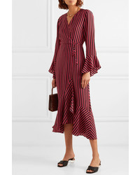 RIXO Laura Jackson Luna Striped Silk Wrap Dress