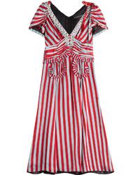 Marc Jacobs Striped Dress With Sequin And Crystal Embellisht