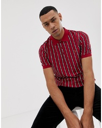 Red Vertical Striped Polo