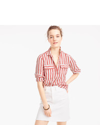 J.Crew Petite Button Up Shirt In Striped Linen