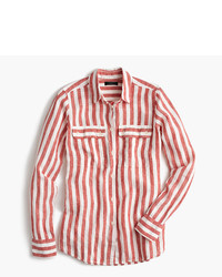J.Crew Petite Button Up Shirt In Striped Linen