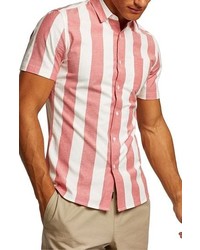 Topman Muscle Stripe Woven Shirt