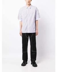 Juun.J Short Sleeved Striped Cotton Shirt