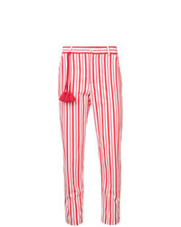 Red Vertical Striped Skinny Pants