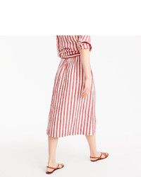 J.Crew Midi Skirt In Striped Linen