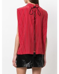 Red Vertical Striped Sleeveless Top