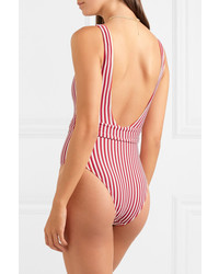 Peony Striped Jacquard Knit Swimsuit