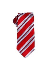 Brand Q Red Striped Slim Neck Tie Pocket Square