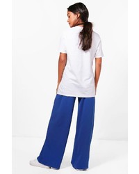 Boohoo Annie Popper Front Crepe Wide Leg Trousers