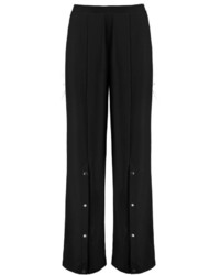 Boohoo Annie Popper Front Crepe Wide Leg Trousers