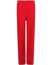 Boohoo Erin Red Slinky High Waist Palazzo Trousers