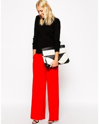 Asos Collection Wide Leg Pants With Piping