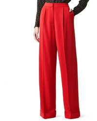Dadaria Wide Leg Pants for Women Dressy Fashion Women Summer Bow Casual  Loose High Waist Pleated Wide Solid Trousers Pants Red XS,Women 