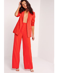 Missguided Crepe Wide Leg Trousers Red