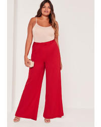 Missguided Plus Size Wide Leg Trousers Red