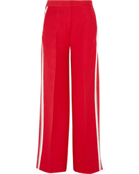 Fendi Striped Wool And Silk Blend Wide Leg Pants Red