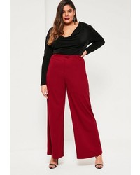 Missguided Plus Size Red Wide Leg Trousers